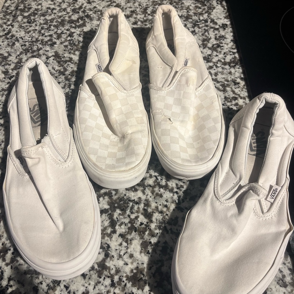 Vans Size 10 White Slip-Ons Beater BUNDLE